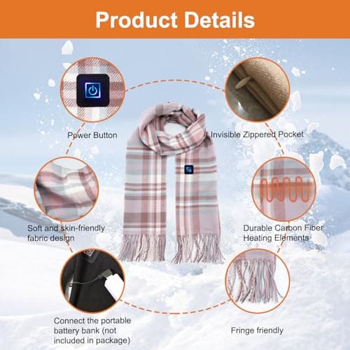 Heated Scarf for Women Men Usb Heated Neck Warmer with 3 Heating Levels — view 4