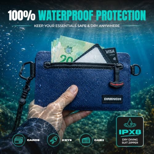 Drench Waterproof Wallet for Beach & Water Adventures, Blue — view 3