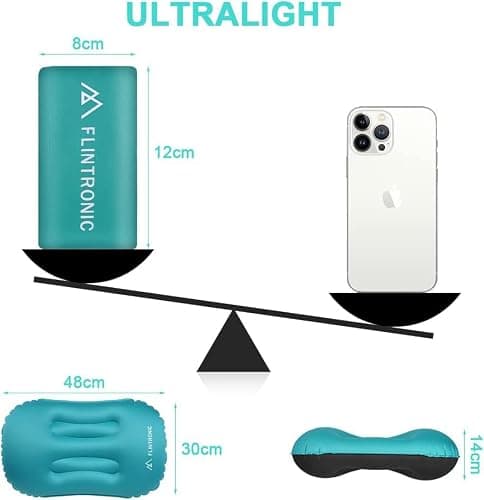 Flintronic 2Pack Inflatable Camping Pillows for Neck & Lumbar Support - Ultralight Beach Pillow With Storage Bags, Blow Up Ergonomic Air Pillow for Travel/Camping (Blue) — view 2