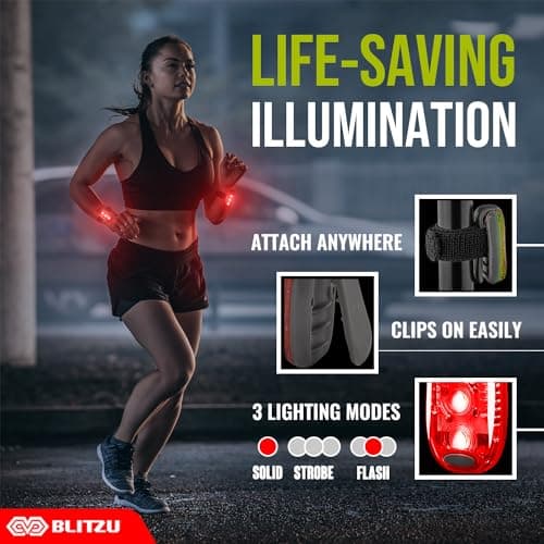 LED Safety Lights 4 Pack, Clip On High Visibility Strobe for Walk Run Red — view 2