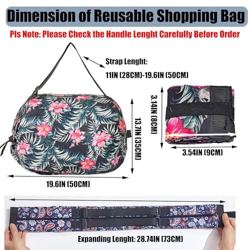 XKE-X 4 Pack Foldable Reusable Shopping Bags - Thickened 210D Nylon Waterproof Grocery Tote with Zipper & Adjustable Straps, Compact Travel Duffel Bag for Groceries, Beach, Storage-Group 1 — view 4