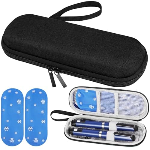 Fefod Insulin Cooler Travel Case, Medicine Cooler for Travel Insulin Case with 2 Ice Pack, Diabetic Supplies Insulin Pen Case, Diabetic Small Storage Travel Pack, Portable Insulin Travel Case