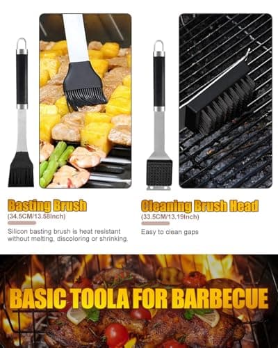 BBQ Tools Set for Dad, 11pcs Stainless Steel BBQ Utensils Set with Heat Resistant Handle, Case, Premium BBQ Accessories Set for Travel, Camping, Outdoor, BBQ Kit for Men and Women Gift — view 5