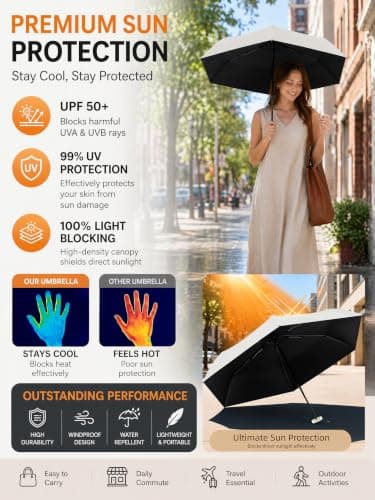 Mini Travel Umbrella for Sun Protection, SPF 50+ Compact UV Umbrella — view 2