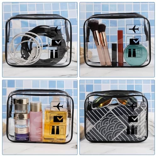 Parsuko 2 PCS Clear Travel Toiletries Bag, TSA Approved, Waterproof, Black — view 2