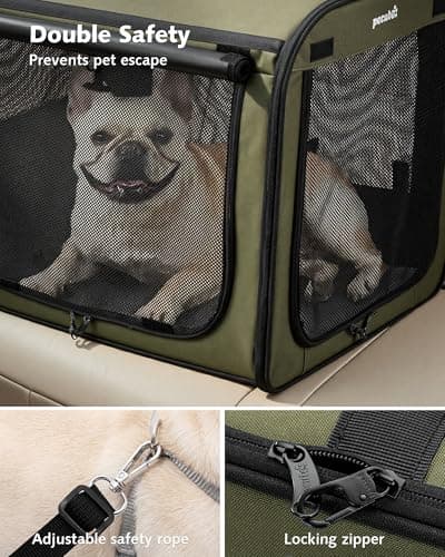 Dog Car Carrier LightWeight 61×45×52cm, Foldable Dog Carrier, Green — view 4