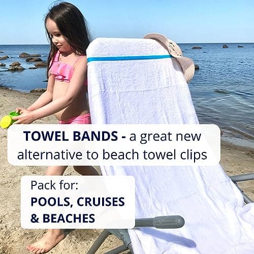 Towel Bands (6-Pack), Beach, Pool & Cruise Chairs, Extra Durable, No Snapping, Cruise Ship & Beach Essentials, Great Alternative to Beach Towel Clips — view 2