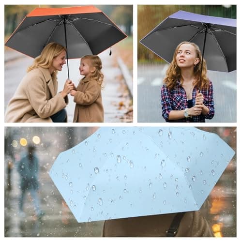 Detontek Pocket Umbrella Foldable Compact, Mini Folding Travel Umbrella, Umbrellas, 6 Ribs Mini Travel Sturdy Pocket Umbrella Portable Uv Umbrella With Storage Box (Sweet beige) — view 5