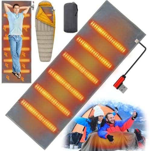 Heated Sleeping Bag Liner, Rechargeable Sleeping Blanket, Adjustable Thermal Layer, Portable Warm Mat, 3 Adjustable Temperature Levels with 6 Heating Zones, for Hiking Outdoor Picnic Travel — view 6