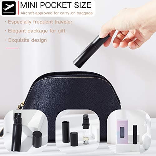 AsaNana Perfume Atomiser, Refillable & Travel Size Perfume Bottle, Leaking Proof,Bottom Pump without Funnel, Luxurious Small women and men, 5ml (Cla.-Mat Black) — view 3
