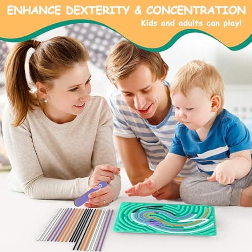 Albiuev Sensory Activity Board for Children, Silicone Fidget Toys for Calming, Stress, Anxiety, ADHD & Autism, Fine Motor Skill Board includes Portable Travel Bag & 20 Strings (Green) — view 4