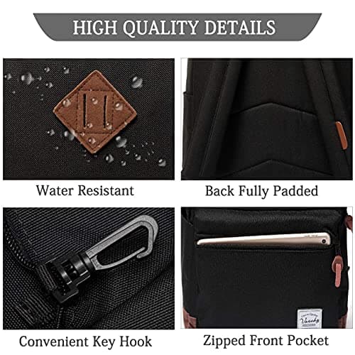 Backpack for Men and Women, VASCHY School Backpack, Laptop Backpack, Leisure Backpack, black, standard size, Daypack Backpacks — view 3