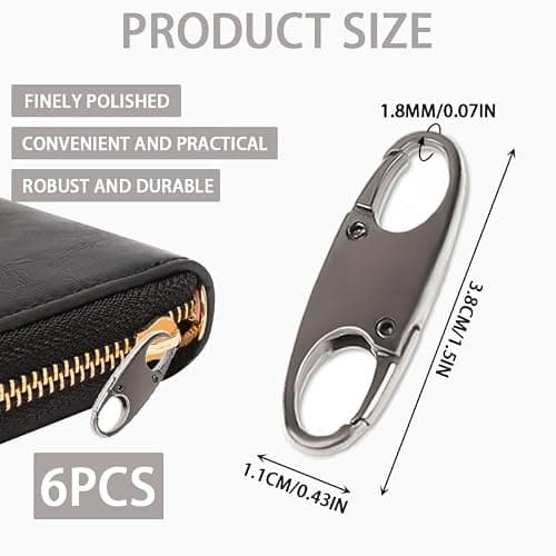 Azlanway Zipper Lock Clips, 6PCS Anti-Theft Zipper Locks, Double Opening S-Hook Pulls for Backpacks, Luggage, Handbags, Travel Suitcase Locks for Camping, Hiking, and Outdoor Activities​ — view 2