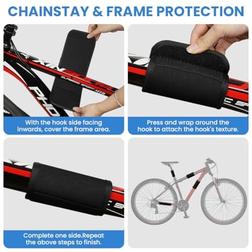 AOOWU Bicycle Frame Protector with 4 Different Sizes, Bike Racks Carbon Frame Protection, Bicycle Carrier Accessory, Transport Protection for Bike Racks, Chainstay Guards, Anti Rub and Scratch, Black — view 5