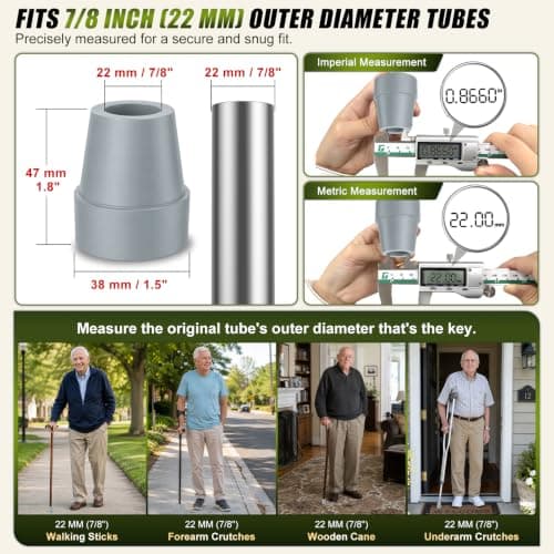 supregear Rubber Ferrules (4-Pack), 22mm Replacement Rubber End Caps for Walking Cane & Sticks Foot Pad Accessory — view 2