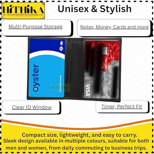 HITHIKA - New Leather Oyster Travel Card Bus Pass Holder Wallet Rail Card Cover CASE (Orange) — view 4
