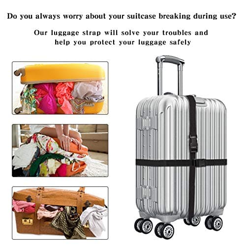 6 Pack Luggage Nylon Straps with Quick Release Buckle Utility Straps for Travel Packing Outdoor Sports, M, Black — view 6
