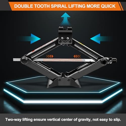 2 Ton Heavy Duty Labor-saving Scissor Jack (110-390mm) & Telescoping Car Wheel Wrench with 4-Size Sockets (17/19/21/23mm) - Complete Car Tire Change Kit for Roadside Emergency — view 4