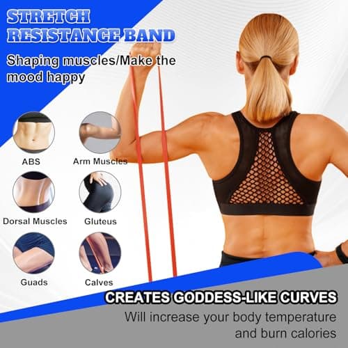 Resistance Bands Set for Men & Women - 5 Levels Exercise Band with Door Anchor, Pull Up Bands for Strength Training, Stretching, Powerlifting, Home Workouts, and CrossFit (5-125LBS) — view 4