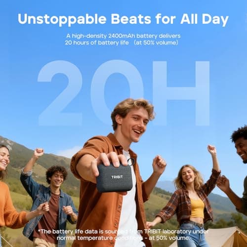 Tribit PocketGo Portable Bluetooth Speaker, 7W, IP68 Waterproof, 20H, Black — view 3