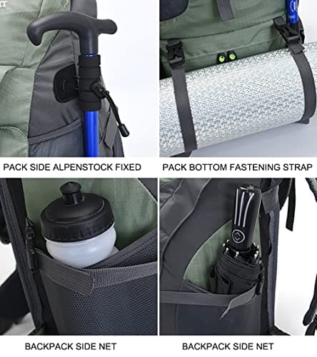Bseash 50L Hiking Backpack, Water Resistant Lightweight Outdoor Sport Daypack Travel Bag for Camping Climbing Touring (Light Blue - No Shoe Compartment) — view 3