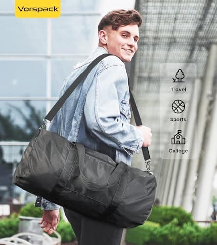 Vorspack 28 Inches Foldable Gym Bag, Lightweight Duffel Bag for Men Women — view 5