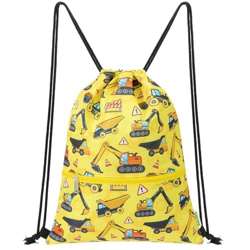 WAWSAM Kids Drawstring Gym Bag with Zippered Pocket String Backpack