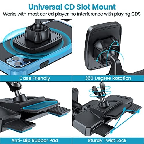 APPS2Car Universal Car Phone Holder - CD Slot Mount, Compatible with iPhone 11/11 Pro/Xs MAX/XR/XS/X, Galaxy S10/S10+/S9 and More — view 5