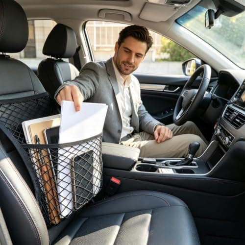Car Seat Organizer Net Elastic Vehicles Interior Mesh Storage Holder — view 2
