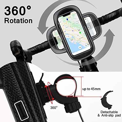 Bike Phone Holder Waterproof, Handlebar Bag, Bicycle Phone Mount (Grey) — view 4
