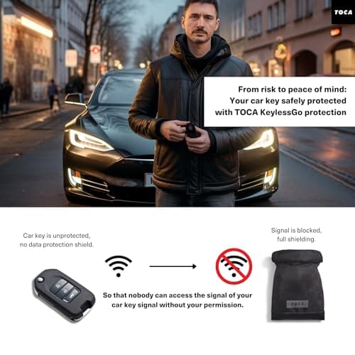 TOCA No Signal Sleeve - RFID Blocking Faraday Bag, Keyless Go & Smartphone/Laptop Protection, Data Privacy Shield, Water-resistant, Compact Black — view 2