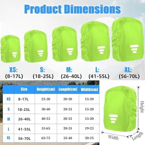 SHOCHX Waterproof Backpack Rain Cover with Three Reflective Strap, 1 Adjustable Anti Slip Cross Buckle Strap for Anti-Dust and Anti-Theft, Rainproof Snowproof, M for 26-40L Backpack, Green — view 4