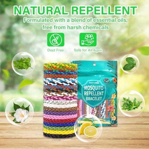 Audasi Mosquito Repellent Bracelet 20 Pack, Adjustable Leather Mosquito Bands Natural Insect Repellent Wristbands for Adults and Kids 300 Hour Insects Protection Wristbands Tools — view 2