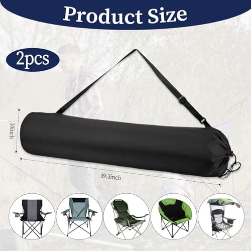 2 Pack Camping Chair Replacement Bag 37.4 Inches Nylon Storage Tent Bag with Handle Strap Large Folding Chair Carry Bags Heavy Duty Chairs Bags for Travel Outdoor Camping Sports (No Chairs Included) — view 3