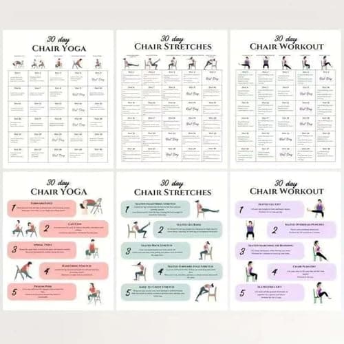 Chair Yoga Chart 30-Day 6 Pieces Fitness Poster — view 6