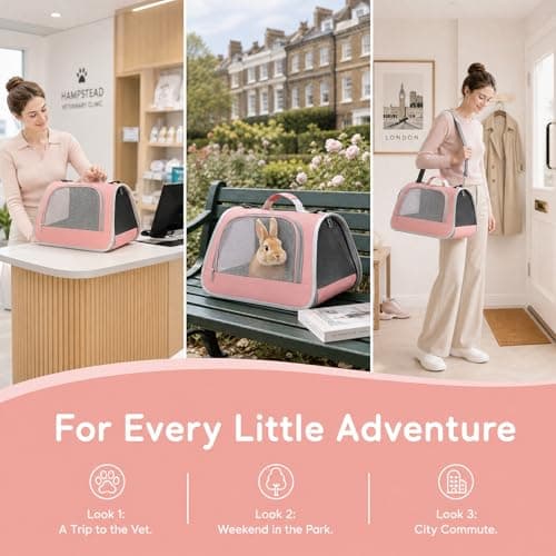 Cat Carrier, Breathable Pet Carrier Bag Guinea Pig Travel Carriers Bag Portable Travel Pet Handbag with Mesh Windows for Small Medium Cats Puppies Airline Approved — view 6