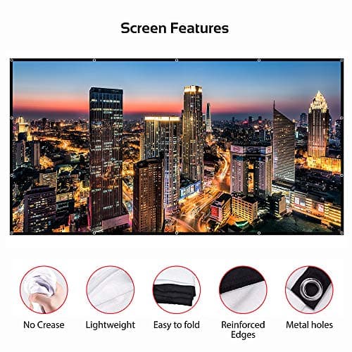 Portable Projector Screen 100 Inch, lejiada Foldable Movie Screen for Outdoor & Indoor Use, 16:9 HD Wrinkle-Free Polyester Rear Projection Screen with Hooks and Ropes, Easy to Carry and Install — view 3