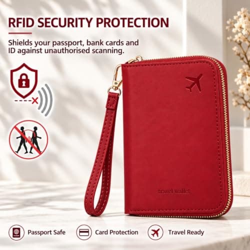 Passport Holder RFID Travel Wallet with Luggage Tag Set for Women & Men — view 5
