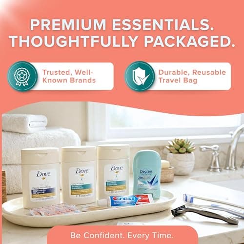 Trektote 12-Piece Women’s Travel Hygiene Kit with Toiletries & Grooming Essentials, TSA-Compliant, Clear Cosmetic Bag, Available in Bulk — view 6