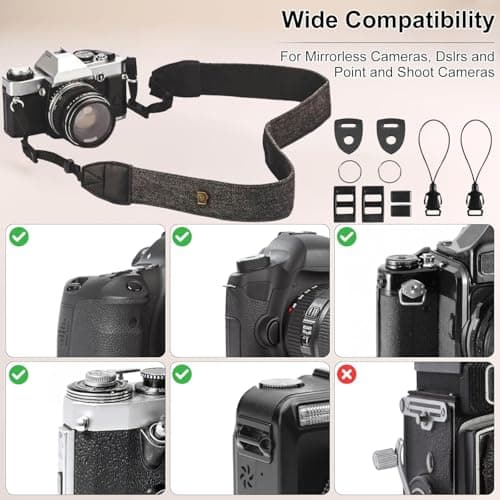 XILIYAI Camera Neck Strap, Cotton Woven Camera Strap Adjustable Camera Strap for Camcorder,and Nikon,Canon,Sony,Minolta,Panasonic,SLR,DSLR Digital Binoculars Video (Black) — view 6