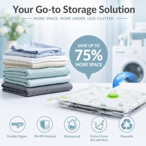 HEAVY DUTY 5 VACUUM STORAGE BAGS by Gorilla Bags, Extra Large 100x80cm. Extra Strong 90 Microns. Double Zip Seal & Unique Turbo Valve Keeps Items Compressed For Longer. — view 4