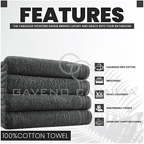 GC GAVENO CAVAILIA Large Towels Bath Sheet - Highly Absorbent Egyptian Cotton Towel Set - 4 Pack Extra Soft Large Bath Towel Charcoal-Quick Dry Bath Sheets - 450 GSM Washable Towels, 75X135 Cm — view 2