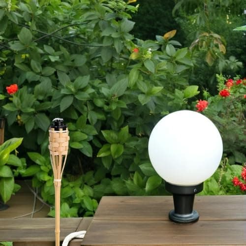 POPETPOP 4pcs Bamboo Torches Outdoor Oil Lanterns with Wick Windproof Garden Fire Torches for Camping Backyard Weddings Festivals Lightweight Natural Bamboo Pathway Lights — view 4
