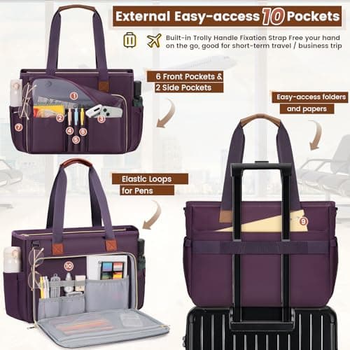 RAINSMORE Laptop Tote Bags for Women 15.6 inch Ladies Teacher Work Bags — view 4