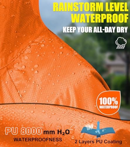 Andake Rain Poncho Rain Jacket Lightweight Waterproof for Men and Women, Packable Windproof with Hood for Hiking, Cycling, and Outdoor Activities Orange — view 2