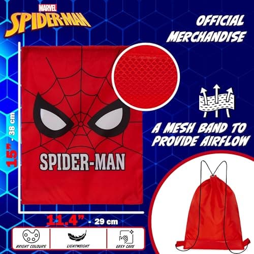 Disney Stitch Drawstring Bags for Kids Swimming Bag Spiderman String Backpack School PE Kit Travel Beach Holiday Sports Gym (Red Spiderman) — view 6