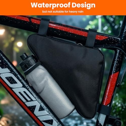 DiULi Bike Frame Bag Large Capacity 20x20x27cm, Waterproof Bicycle Triangle Bag with Mesh Pocket for Water Bottle, Cycling Frame Pack for Mountain Road Bike - Black — view 5