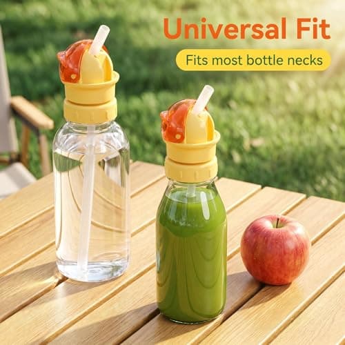 Copbopwn 2 Pack Water Bottle Spout Adapter with Straw Reusable Children Beverage Water Bottle Straw Lid for Standard Mineral Water Bottles Portable Leak-Proof Twist Cover Cap for Home Travel Outdoors — view 4