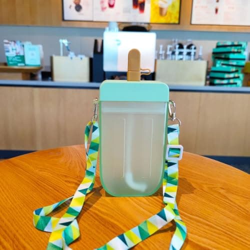 Cute Water Bottle with Straw Morning Walk Camping Trip Blue One Size — view 3