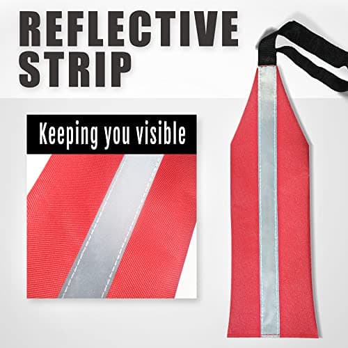 Anley Kayak Tow Red Safety Travel Flags with Reflective Strip - Warning Flag for Canoes, Boats, SUP, Truck, Trailer - Waterproof and Durable Oxford Safety Flag - 14x4.7 inch (Pack of 2) — view 3